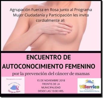 En Villarrica se realizará “Encuentro por la prevención del cáncer de mama”