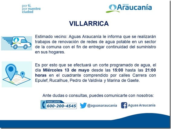 Aviso corte programado Villarrica 13052020