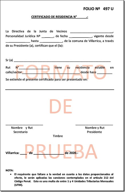 Por la emisión de Certificados de Residencia